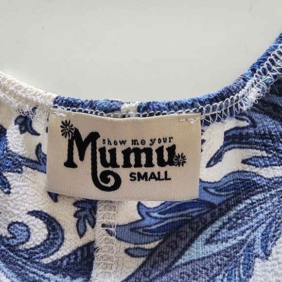 Show Me Your Mumu Antiqua Stretch Ibiza Blue White Floral‎ Dress size S - Picture 6 of 9